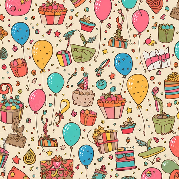 Fototapeta Birthday party time seamless pattern vector image
