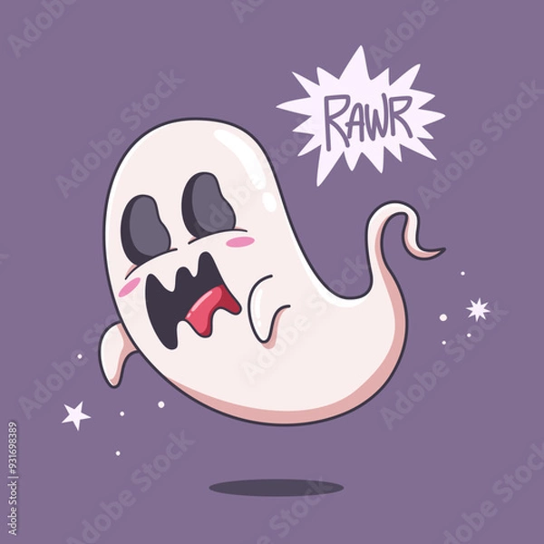 Obraz Scary Ghost Vector Cartoon Illustration
