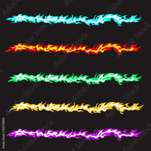 Obraz Stripe, border made of flames in cartoon style.