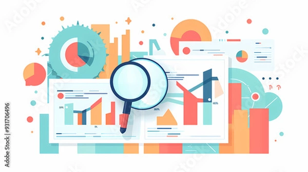 Fototapeta Report analysis and business research flat,Marketing concepts collection vector image
