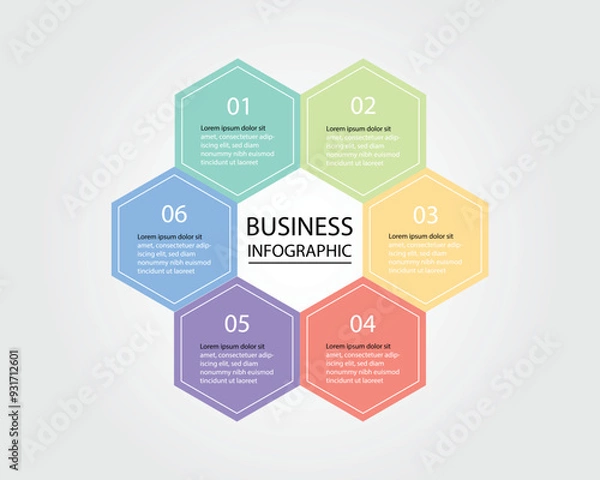 Obraz Business Infographic modern design template for banners and infographics for 6 hexagon step 