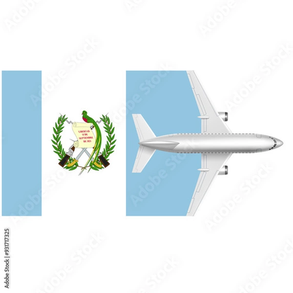 Fototapeta Guatemala flag with Plane on png background