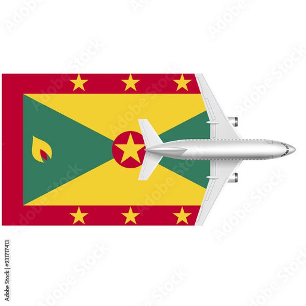 Fototapeta Grenada flag with Plane on png background