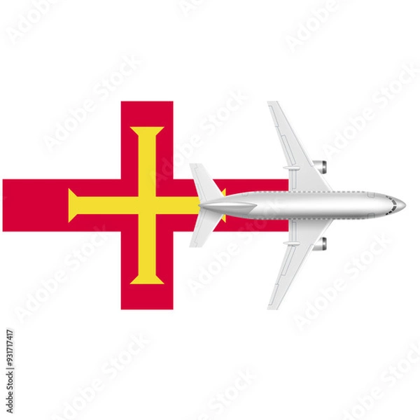 Fototapeta Guernsey  flag with Plane on png background