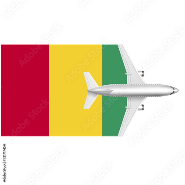Fototapeta Guinea  flag with Plane on png background