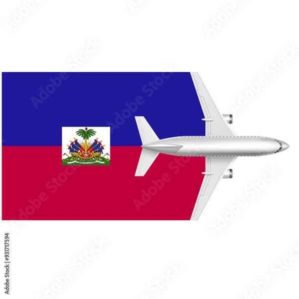 Fototapeta Haiti  flag with Plane on png background