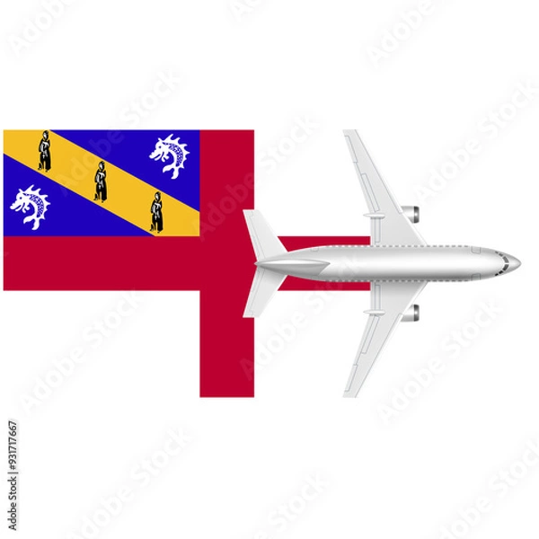 Fototapeta Herm flag with Plane on png background