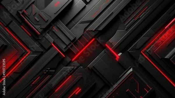 Fototapeta Abstract black and red geometric background.