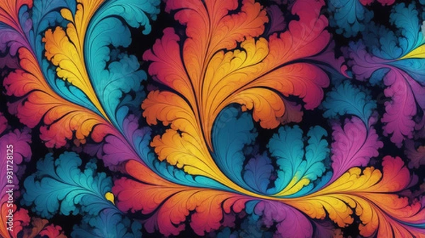 Fototapeta abstract pattern of fractal blend in contrasting colors