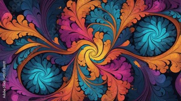 Fototapeta abstract pattern of fractal blend in contrasting colors