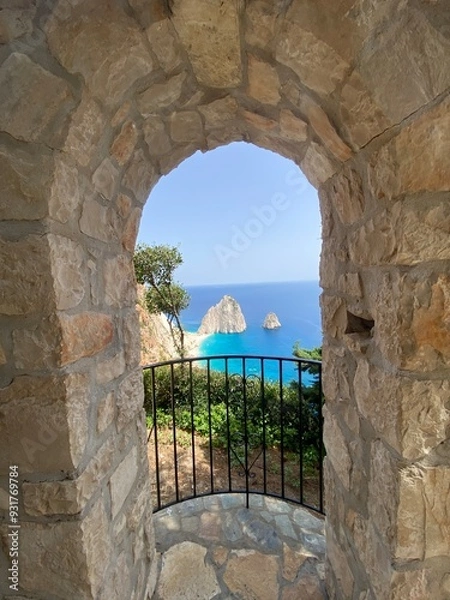 Obraz Beautiful ocean view through open window