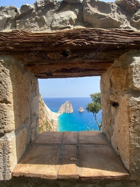 Obraz Beautiful ocean view through open window