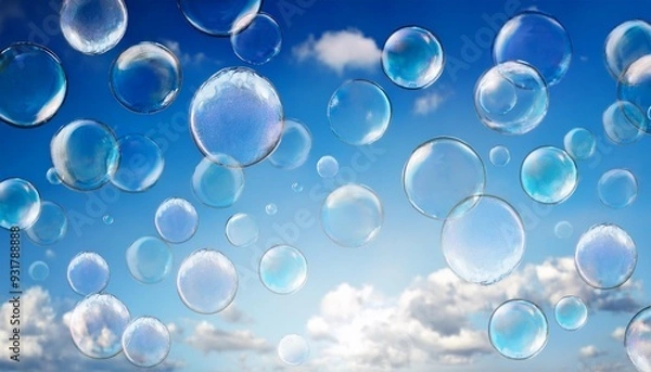 Fototapeta 青空に飛ぶシャボン玉の壁紙