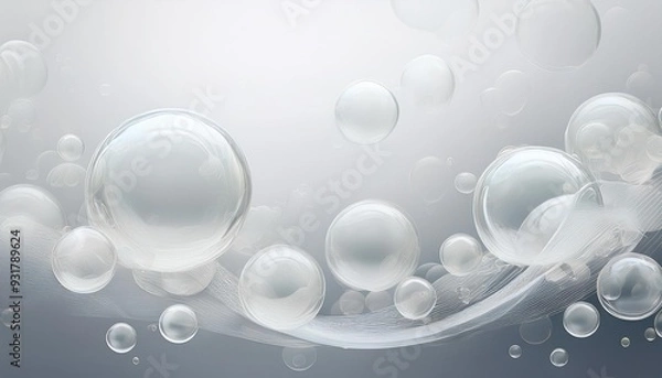 Fototapeta 白とグレーのシャボン玉背景