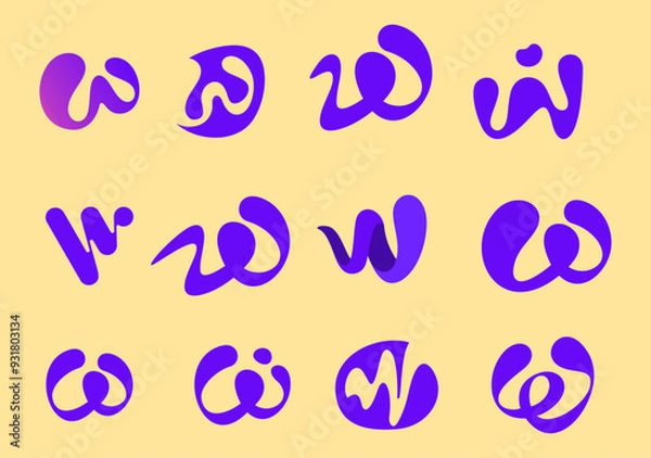 Obraz set letter w logo symbol, iconic and unique look