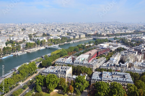 Fototapeta aerial view of paris from the Eiffel tower