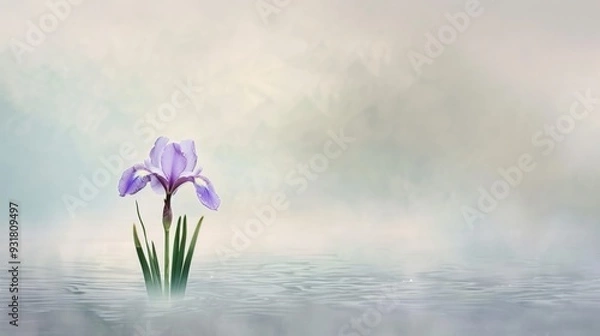 Obraz Purple Iris in Foggy Water.