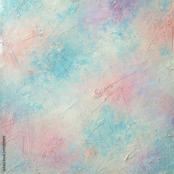 Fototapeta A serene abstract texture featuring soft pastel hues of blue, pink, and cream, perfect for backgrounds or artistic projects.