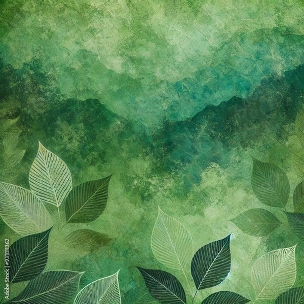Fototapeta A vibrant green background with textured leaves, perfect for nature themes or eco-friendly designs.