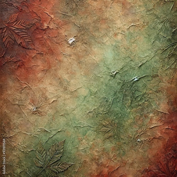 Fototapeta Textured background with leaves in warm earthy tones, perfect for nature-inspired designs and creative projects.