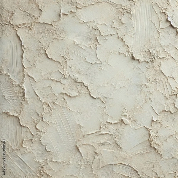 Fototapeta Textured wall surface showcasing a unique plaster design in soft beige tones, ideal for backgrounds and artistic projects.
