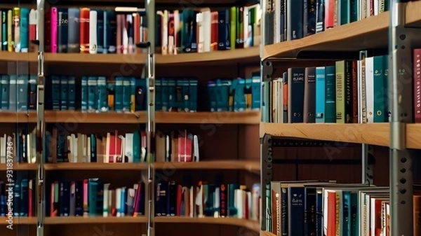 Fototapeta A School Library with AI-Powered Book Recommendation