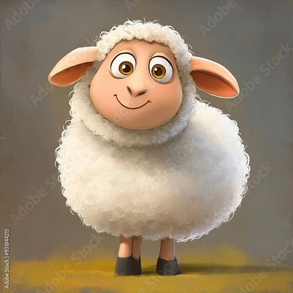 Obraz a cute little sheep cartoon for bakraeid card and eid poster for Muslim festival generated by AI