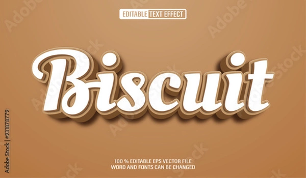 Fototapeta Editable 3d text style effect - Biscuit text effect Template