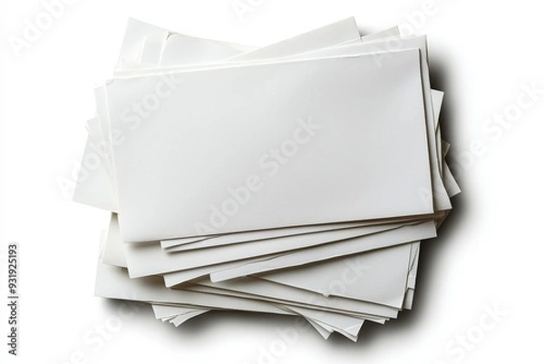 Fototapeta A stack of blank sheets of paper, ideal for creative projects, printing, or note-taking in office and school settings.