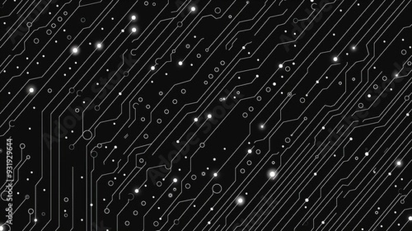 Obraz Abstract white vector lines on black background