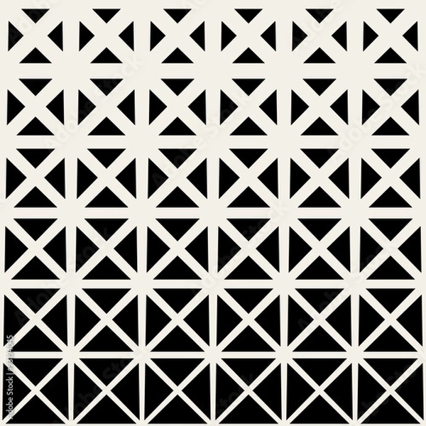 Fototapeta Vector Seamless Black And White Triangle Grid Halftone Pattern