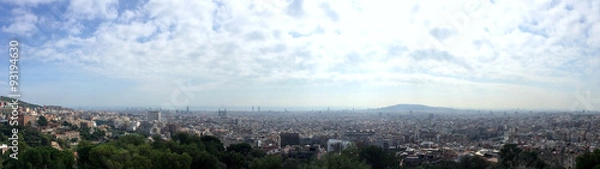 Obraz Panorama-Blick über das bewölkte Barcelona von oben