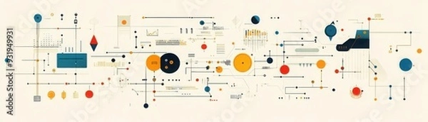 Fototapeta A flowchart with interconnected elements and pathways, illustrating the efficiency and organization of a welldesigned system