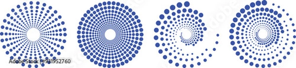Fototapeta Concentric circle design elements. Abstract Geometric circular shapes background. Spiral Vector Illustration. Rotating radial and dotted lines collection. Design geometric.