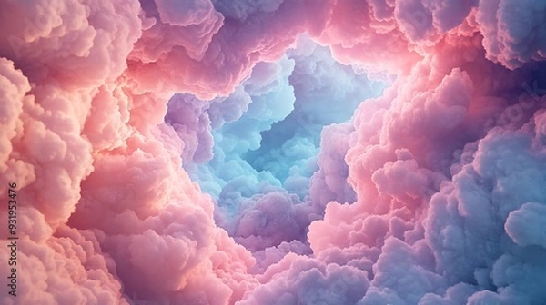 Fototapeta Ethereal Cloud Cavern in Hyper-realistic Photography with Soft Pinks and Blues