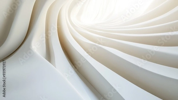 Fototapeta Abstract curved lines on a light backdrop 3D rendering