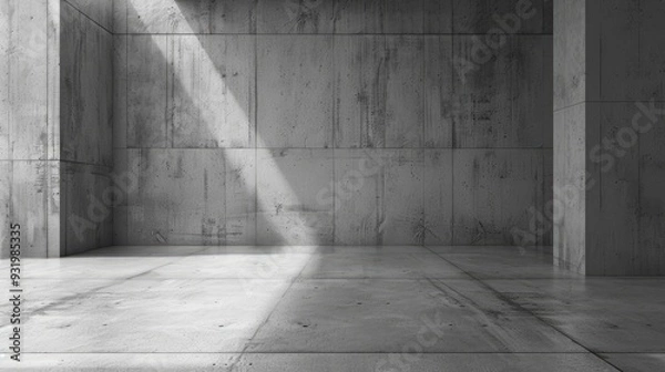Fototapeta A concrete room with walls and floor.