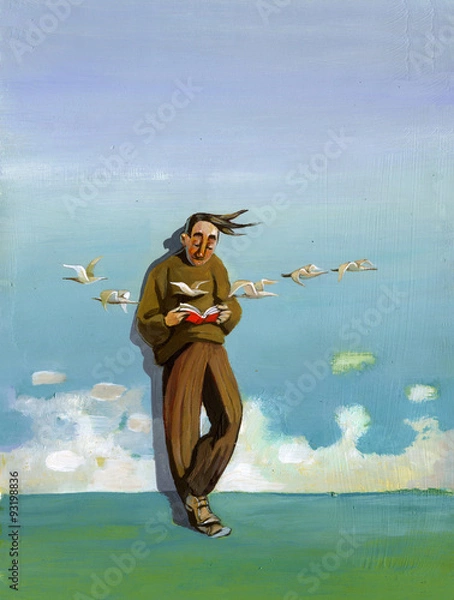 Fototapeta reader lost in the horizon