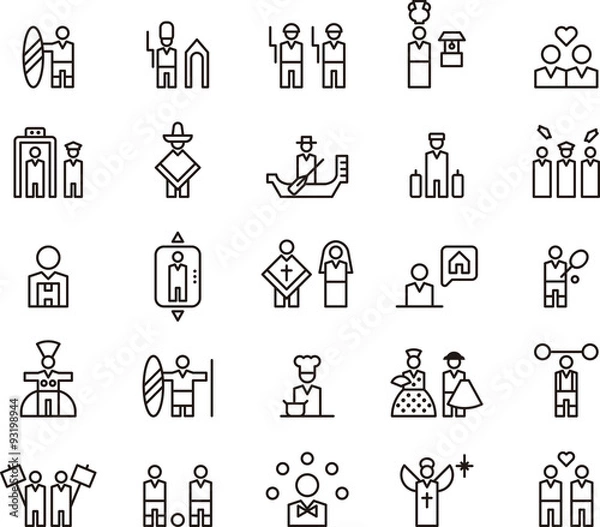 Fototapeta PEOPLE set of outline icons