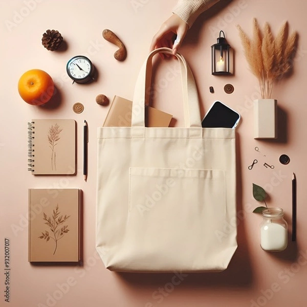 Fototapeta Surrounded by Tech Gadgets and Design Sketches at Minimalist Desk