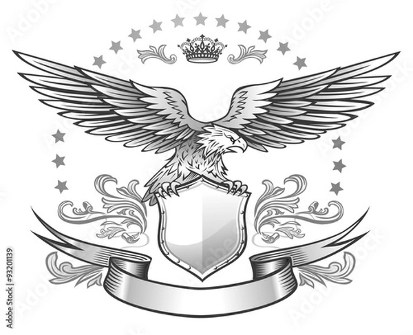Fototapeta Spread winged eagle insignia