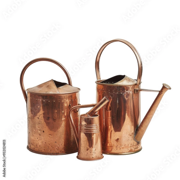 Obraz Elegant Copper Watering Cans Isolated On Transparent Background