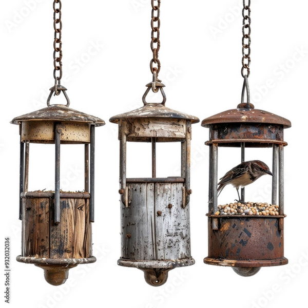 Obraz Full Hanging Bird Feeders Isolated On Transparent Background