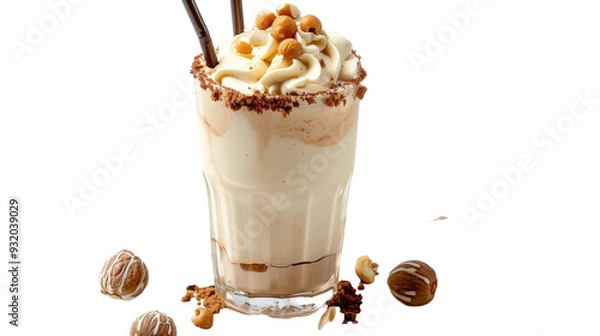 Fototapeta Macadamia Milkshake Delight Isolated On Transparent Background