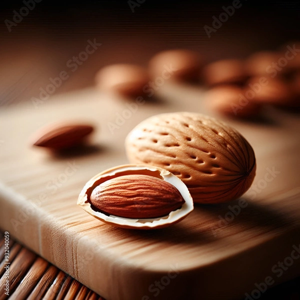 Fototapeta Nutty Delight A closeup of almonds in their shell