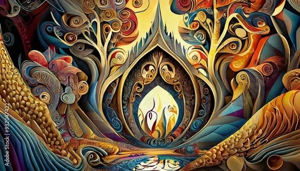 Fototapeta thai art painting