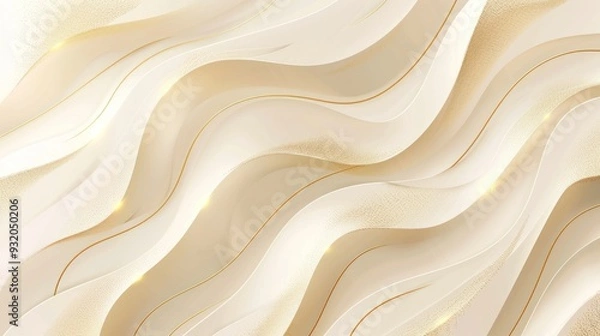 Fototapeta Abstract White And Golden Waves Background