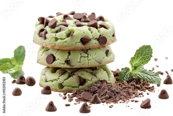 Obraz Mint Chocolate Chip Cookie Delight Isolated On Transparent Background