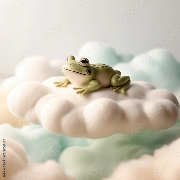 Obraz Vibrant HDR photography of an adorable bullfrog doll ai photo