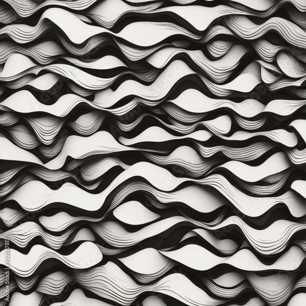 Fototapeta Dynamic and abstract pattern with white and black lines creating a beautiful effect wallpaper